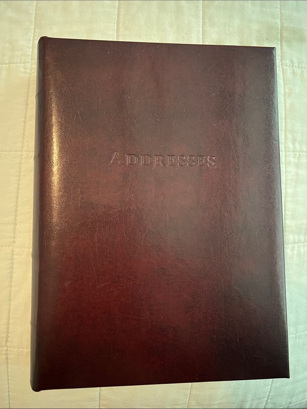 Embossed 'ADDRESSES' Leather Address Book - Deep Brown